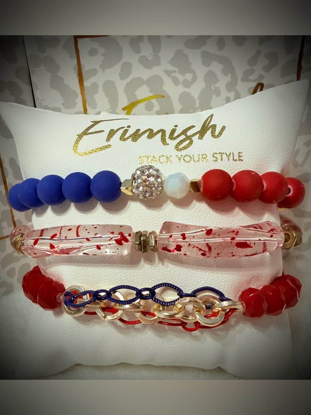 New ERIMISH Bracelets 3 pc Stack - Red, White & Blue